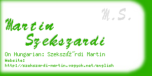 martin szekszardi business card